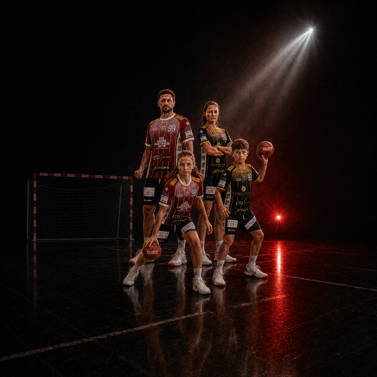 Handballspielerinnen und Handballspieler verschiedener Generationen der SG Bremen-Ost